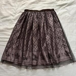 Axes Femme pink coquette gothic cat skirt with brown mesh overlay Size medium
